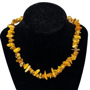 Genuine Baltic Amber Necklace 16” Butterscotch Honey Amber Chip Beads Vintage